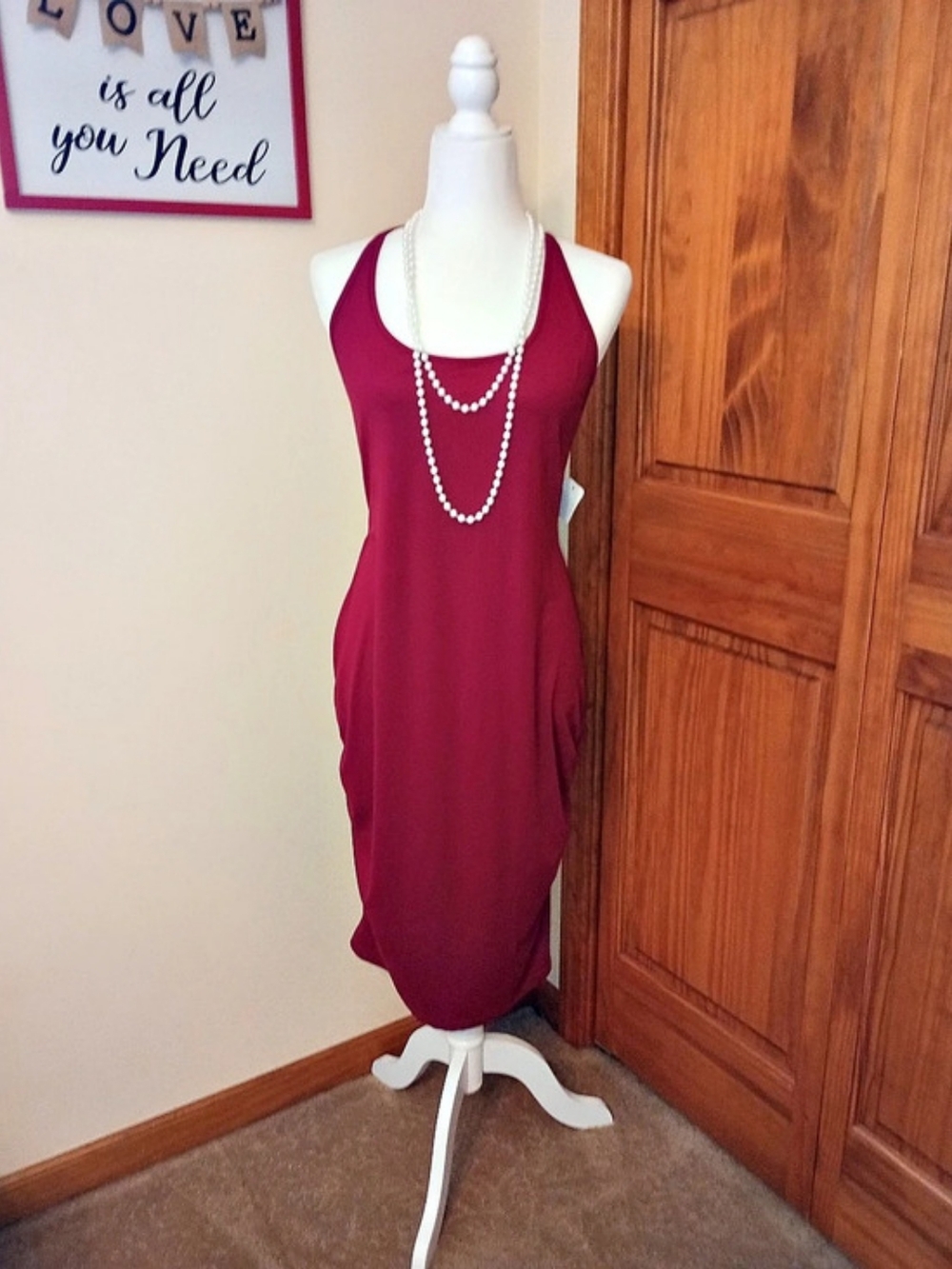 Red Strappy Back Midi Dress 1X Like New